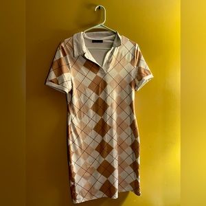 Brown argyle Collared dress